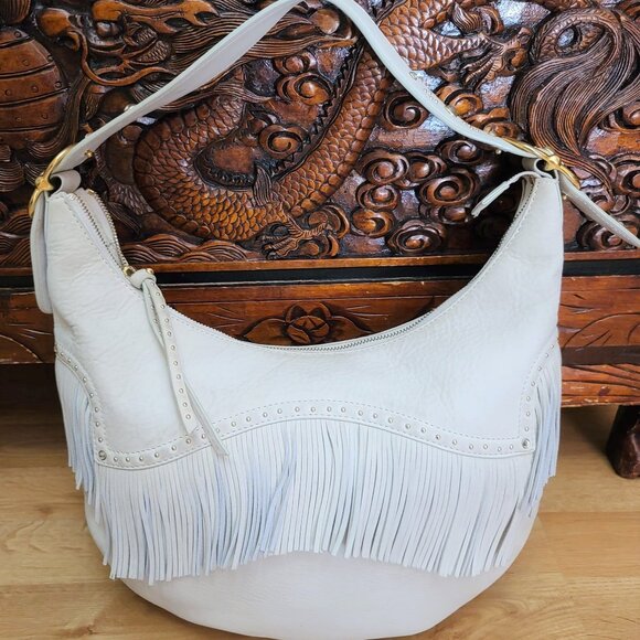 Michael Kors Suede Leather Fringed Hobo Handbag retired style - Picture 9 of 14